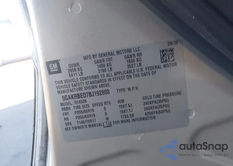 2011 Buick Enclave 1Xl z USA, uszkodzony, nr VIN 5GAKRBED7BJ192800